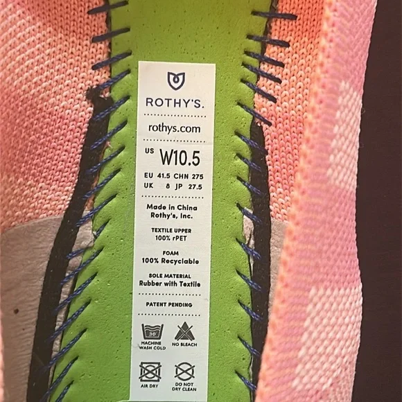 Rothy's The Flat Pink Macaron Big Stripe Flats Shoes Collector's Edition Sz 10.5 - Picture 10 of 11